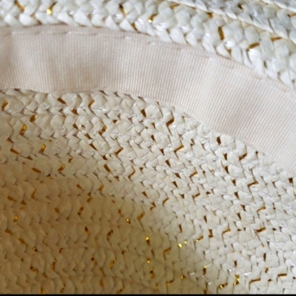 Woven sun hat with gold tone accent threads NWOT - Picture 6 of 7